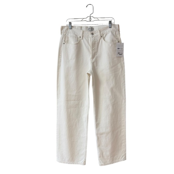 NEW ETICA Stanton Relaxed Wide Leg Denim Jeans Size 30 Natural CREAM Baggy Retro - Picture 3 of 10